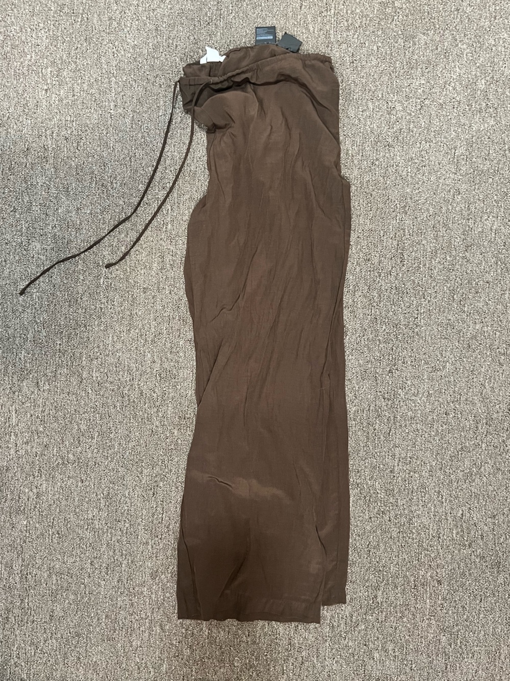 H&M Brown Wide-Leg Drawstring Pants